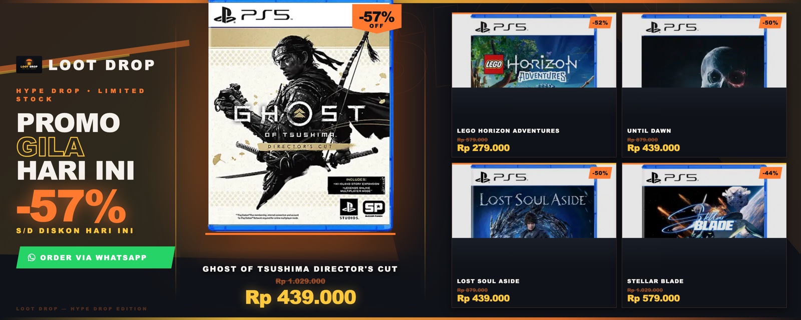 Promo PlayStation 5 - LOOT DROP (diskon s/d -57%)